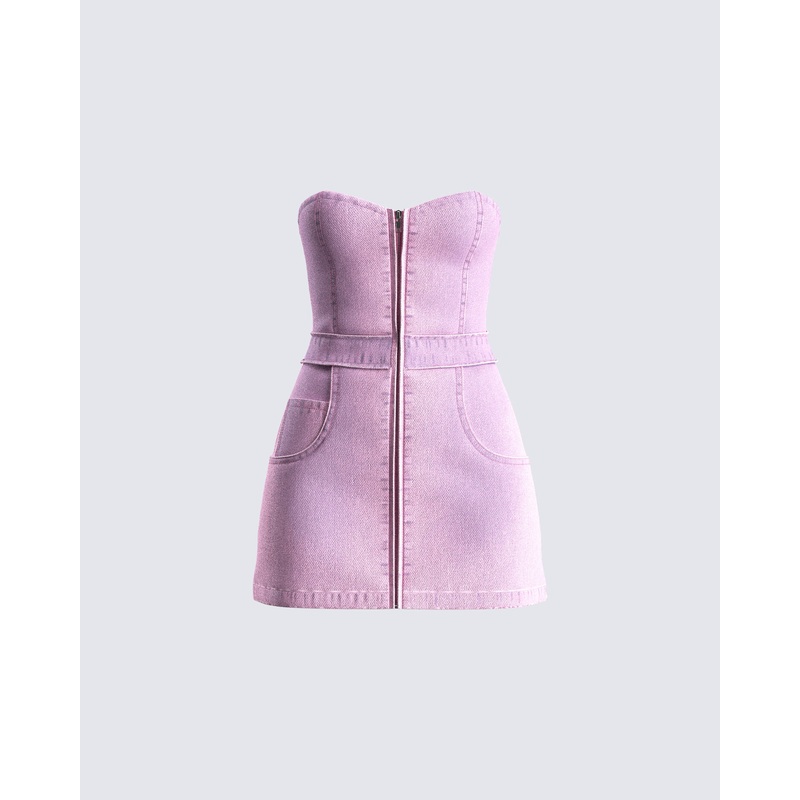 Malena Pink Denim Mini Dress