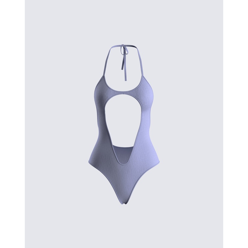 Meera Grey Jersey Cut Out Bodysuit