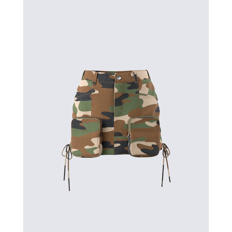 Merida Camo Zip Pocket Mini Skirt