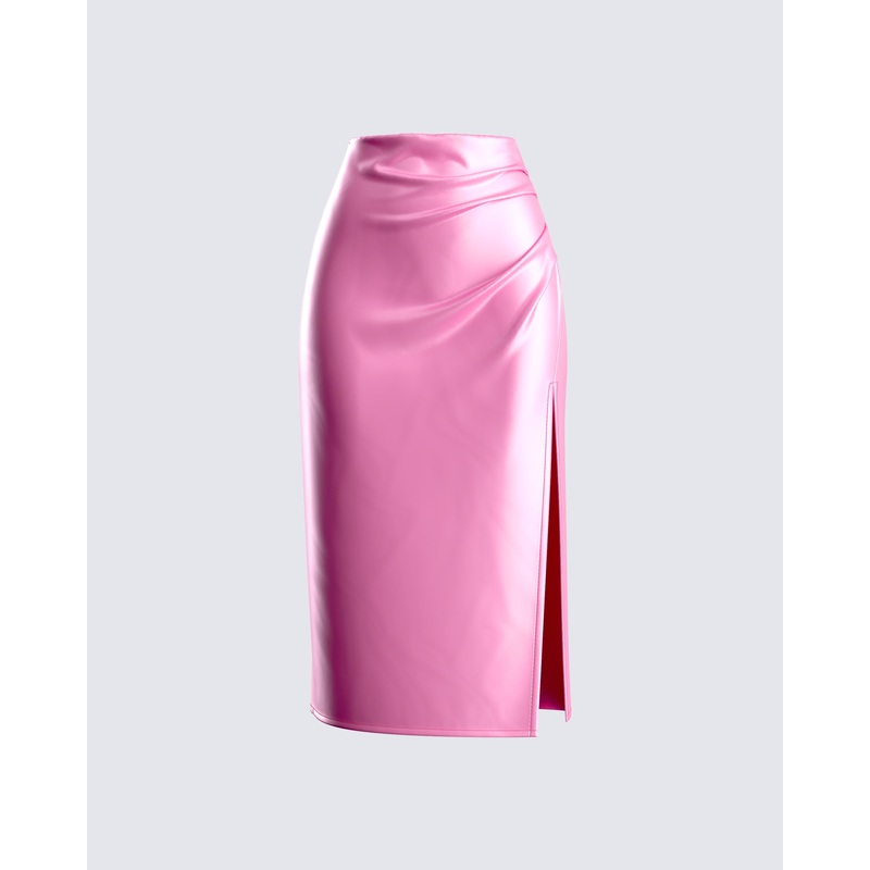 Nikita Pink Satin Midi Skirt