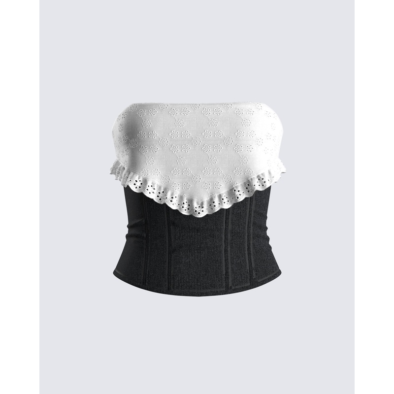 Padma Multi Eyelet Denim Tube Top