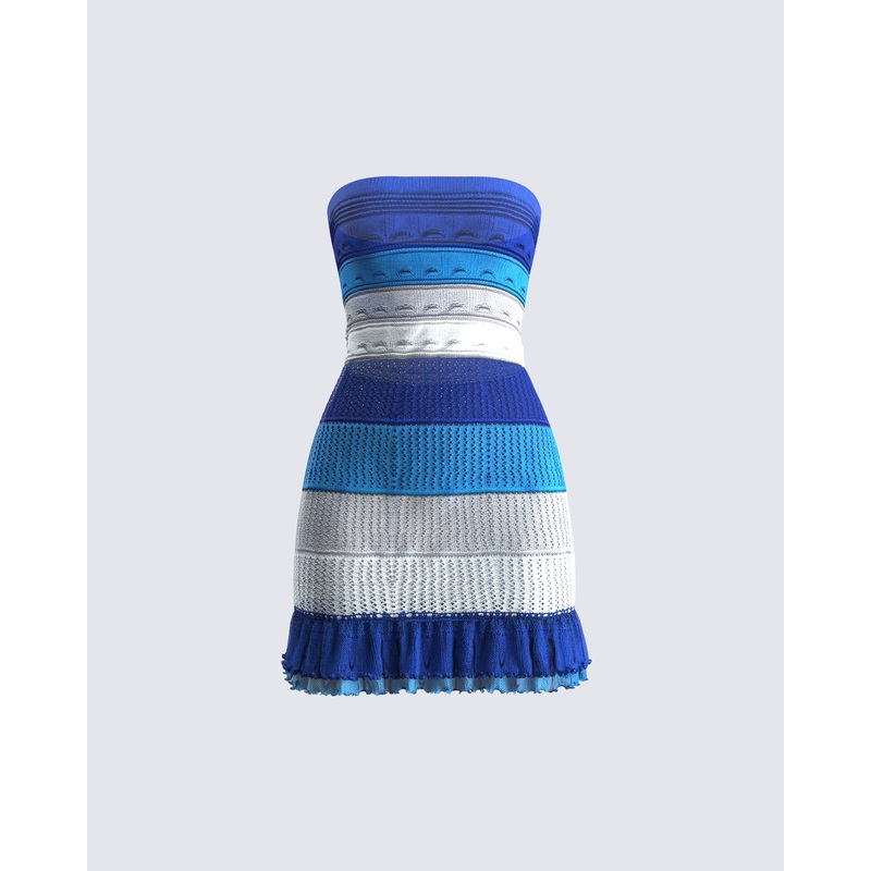 Rania Blue Sweater Mini Dress