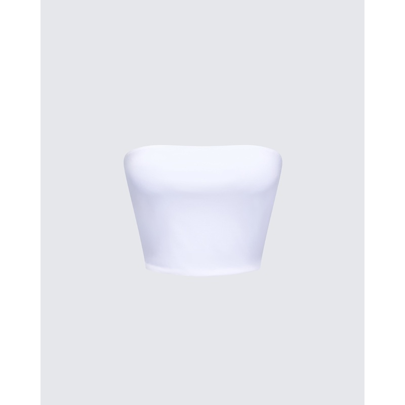 Reese White Jersey Strapless Top