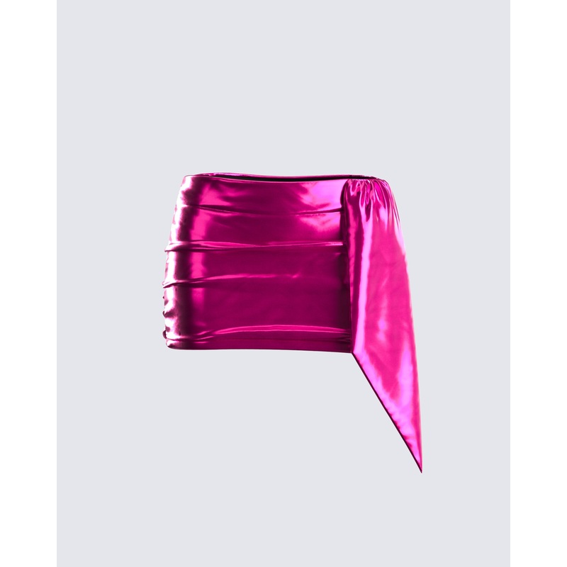 Sanya Pink Metallic Mini Skirt