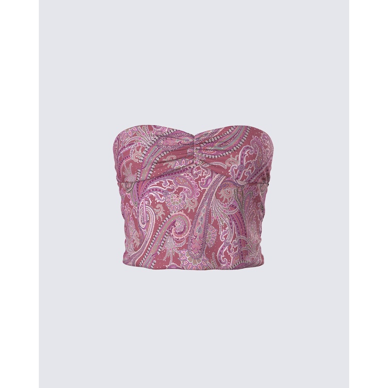 Adley Paisley Mesh Tube Top