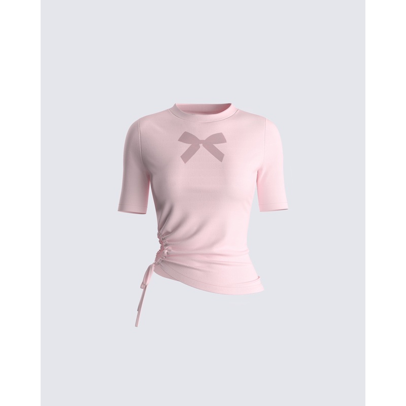 Anaya Pink Bow Graphic Tee