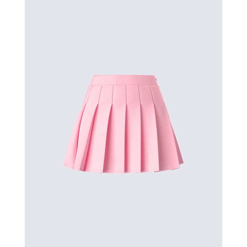 Bella Pink Pleated Mini Skirt