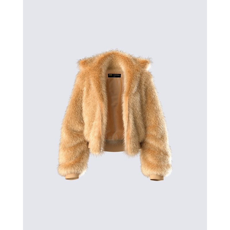 Briar Tan Faux Fur Bomber Jacket