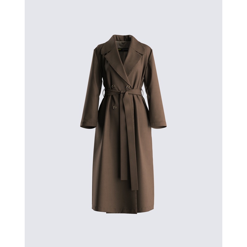 Bryn Dark Olive Belted Trench Coat