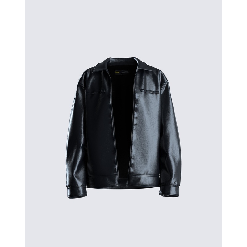 Dove Black Faux Leather Jacket
