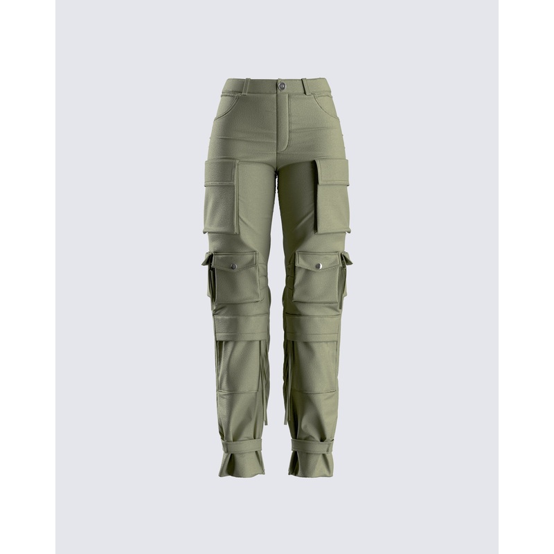 Eleni Olive Utility Pocket Pant