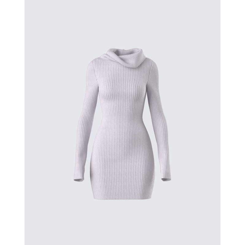 Hala Grey Cowl Neck Sweater Dress