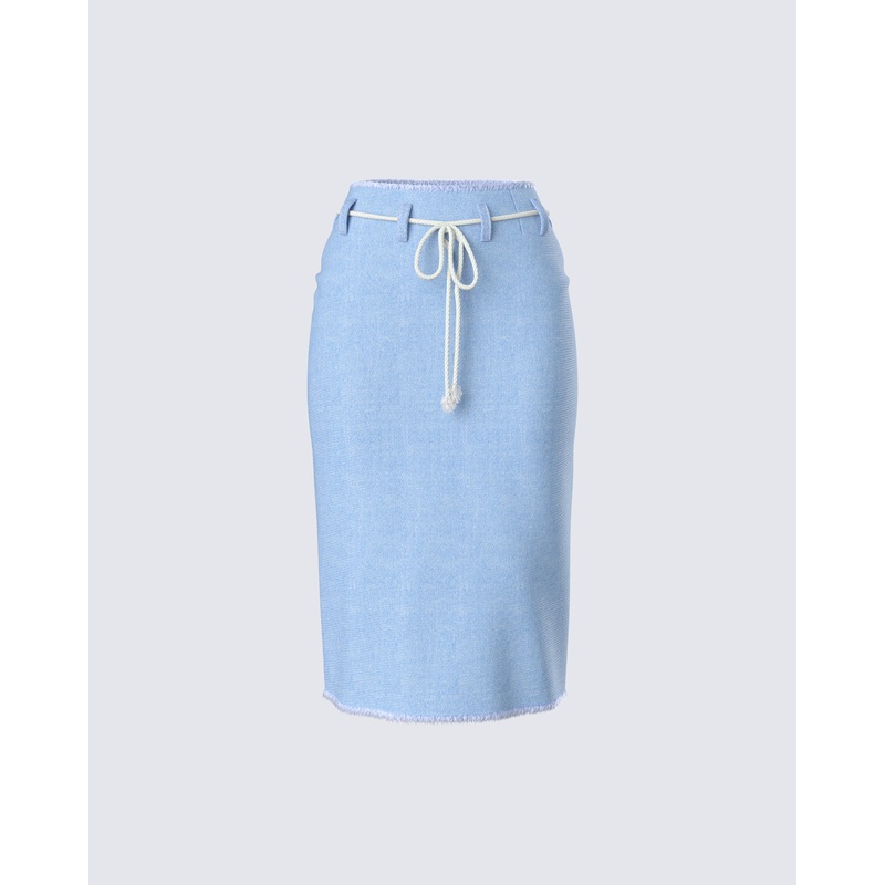 Heidi Blue Column Midi Denim Skirt