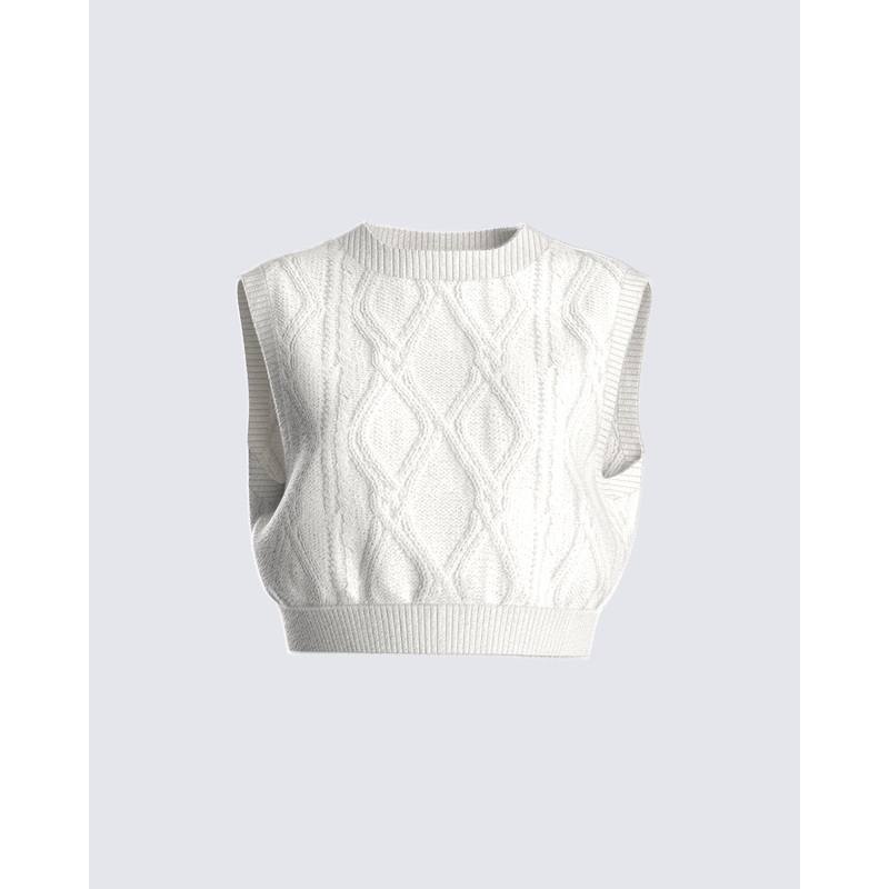 Juno Ivory Cable Knit Sweater Vest