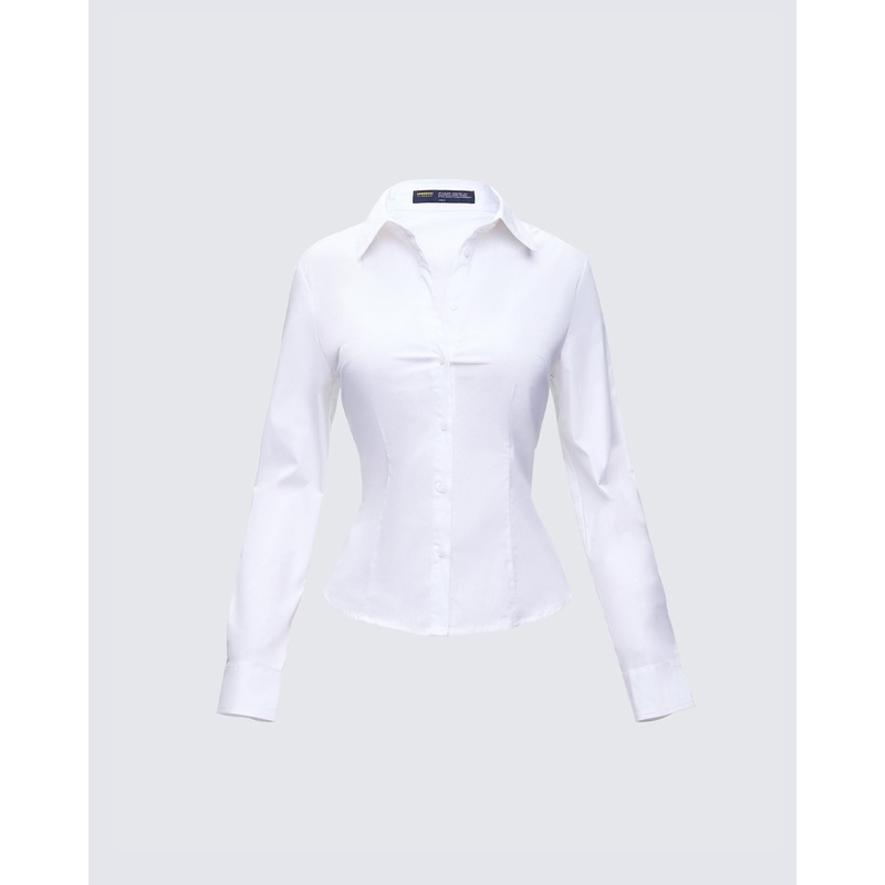Kyra Fitted White Poplin Shirt