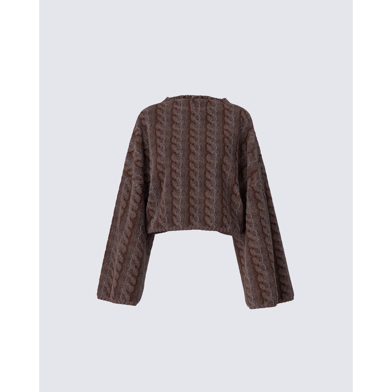 Larissa Brown Cable Knit Sweater