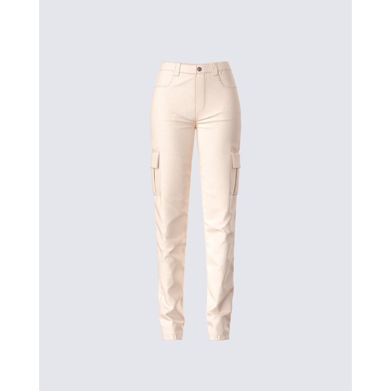 Liliana Beige Twill Cargo Pant