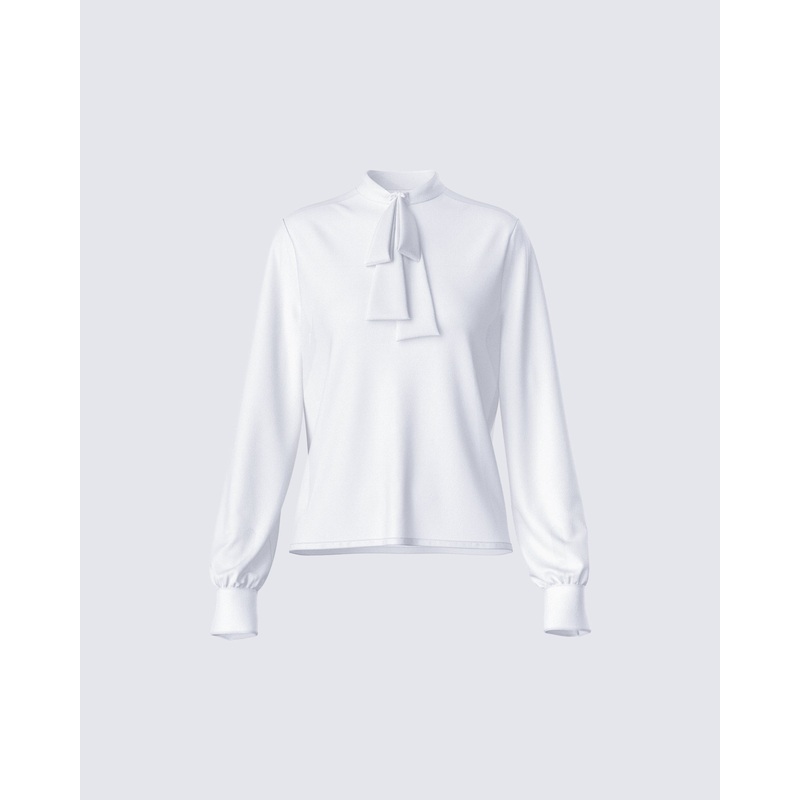 Maia White Pussy Bow Blouse