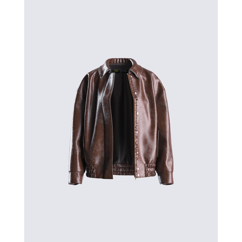 Maven Brown Vegan Leather Jacket