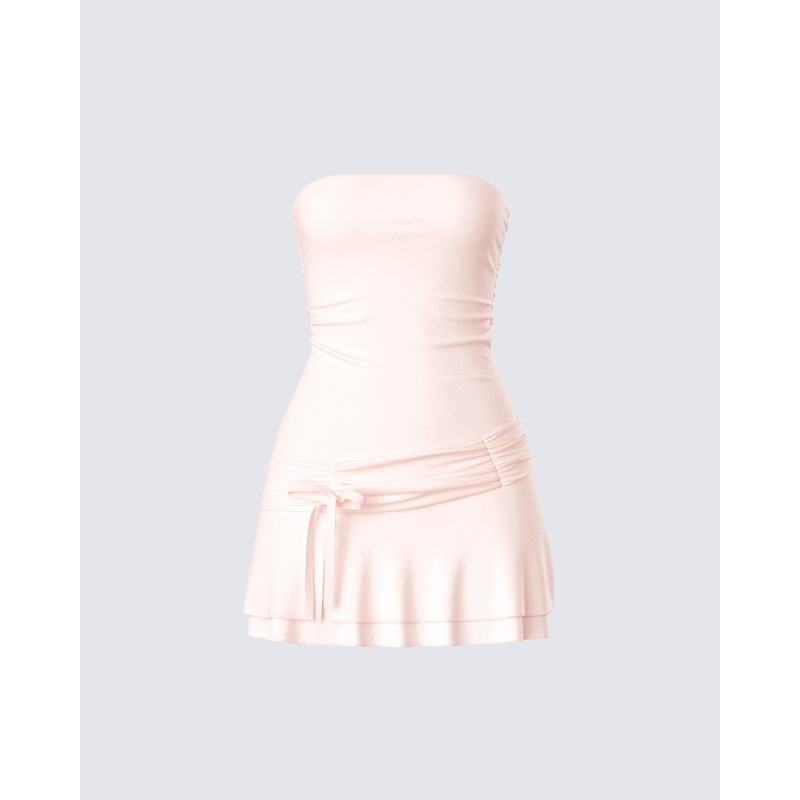 Nasrin Pink Jersey Mini Dress