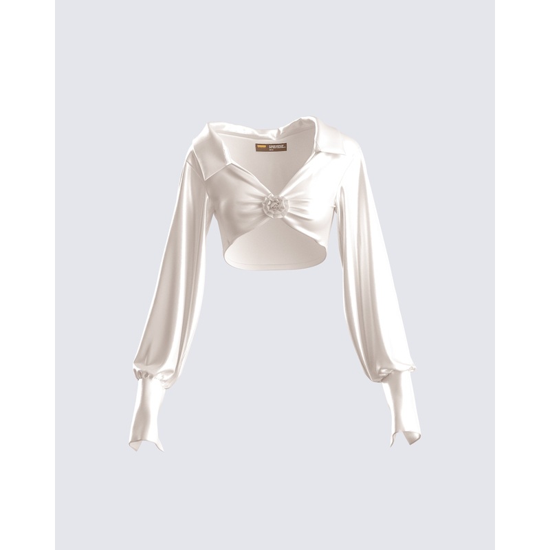 Noor Ivory Knotted Blouse Top