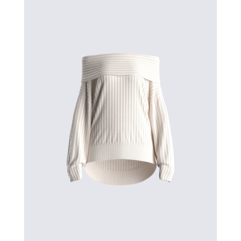 Nyx Ivory Off Shoulder Sweater Top