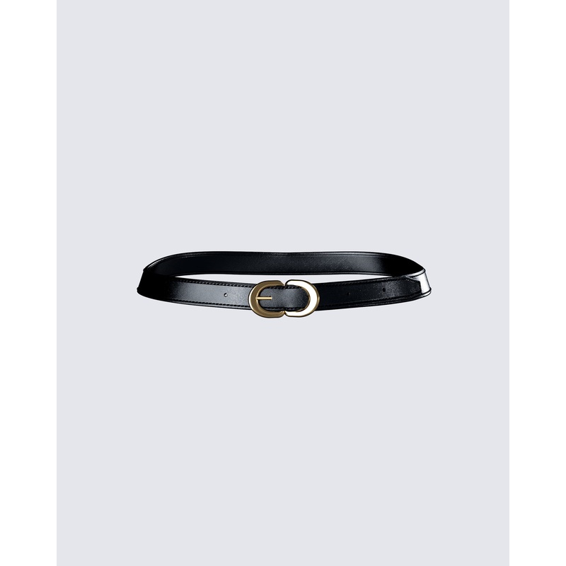 Perla Black Faux Leather Belt