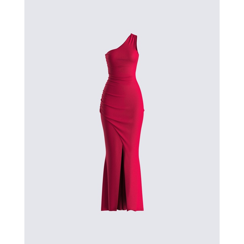 Prue Red Jersey One Shoulder Dress