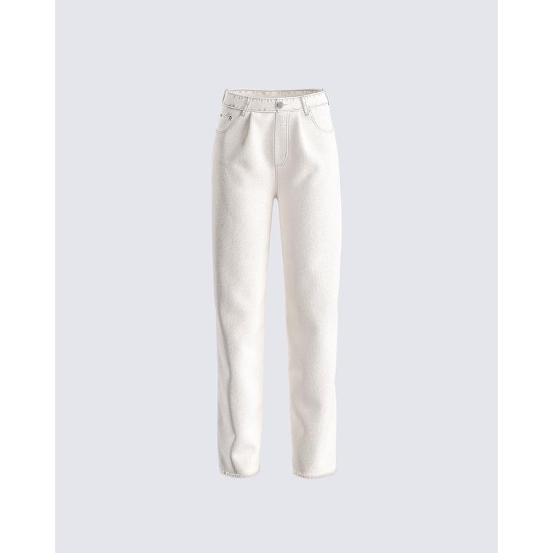 Saga White Frayed Denim Jean