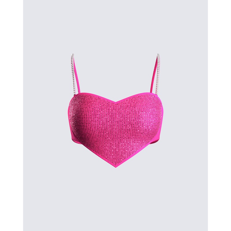 Sanya Pink Heart Crop Top