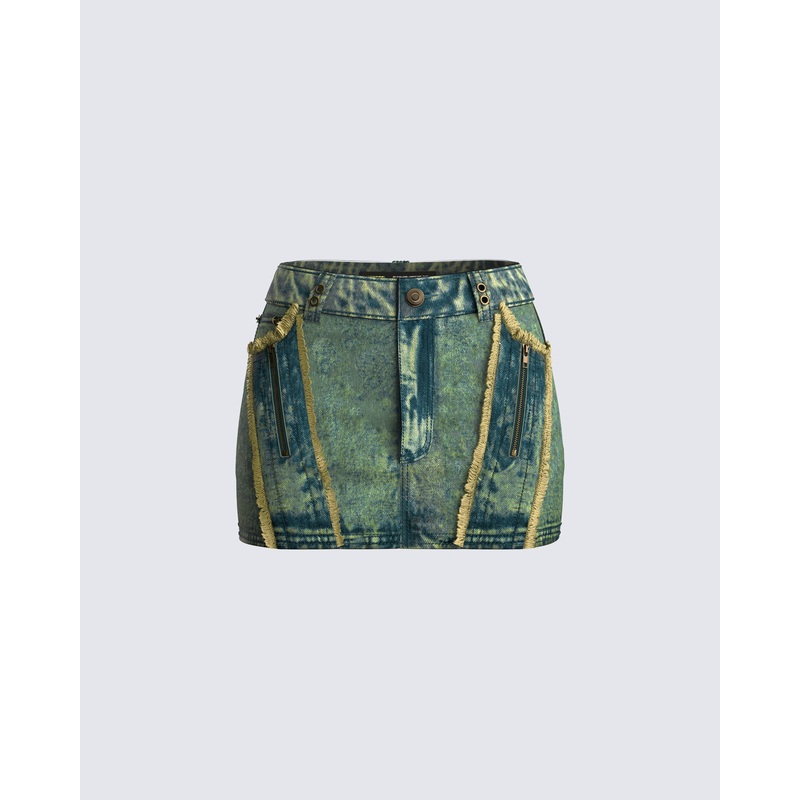 Sima Green Tint Denim Mini Skirt