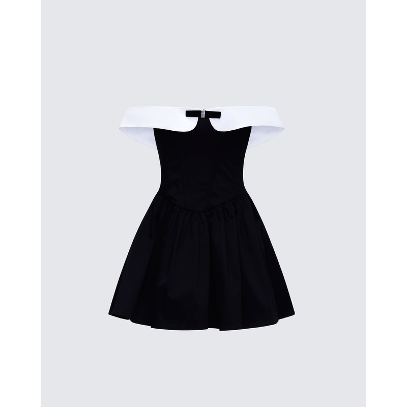 Vale Black Off Shoulder Mini Dress