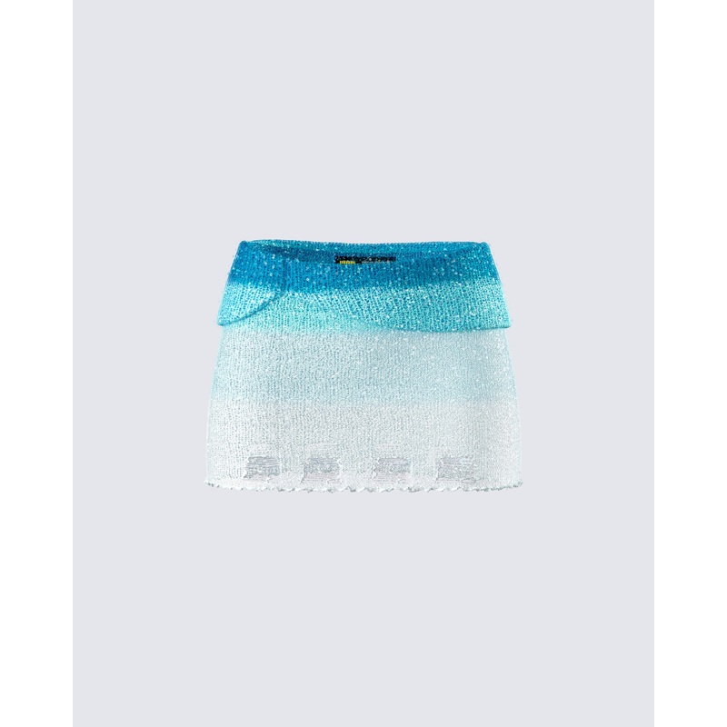Vanessa Turquoise Sequin Knit Skirt