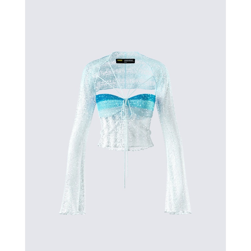 Vanessa Turquoise Sequin Knit Top