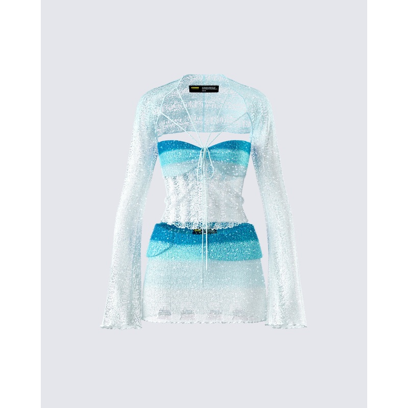 Vanessa Turquoise Sequin Set