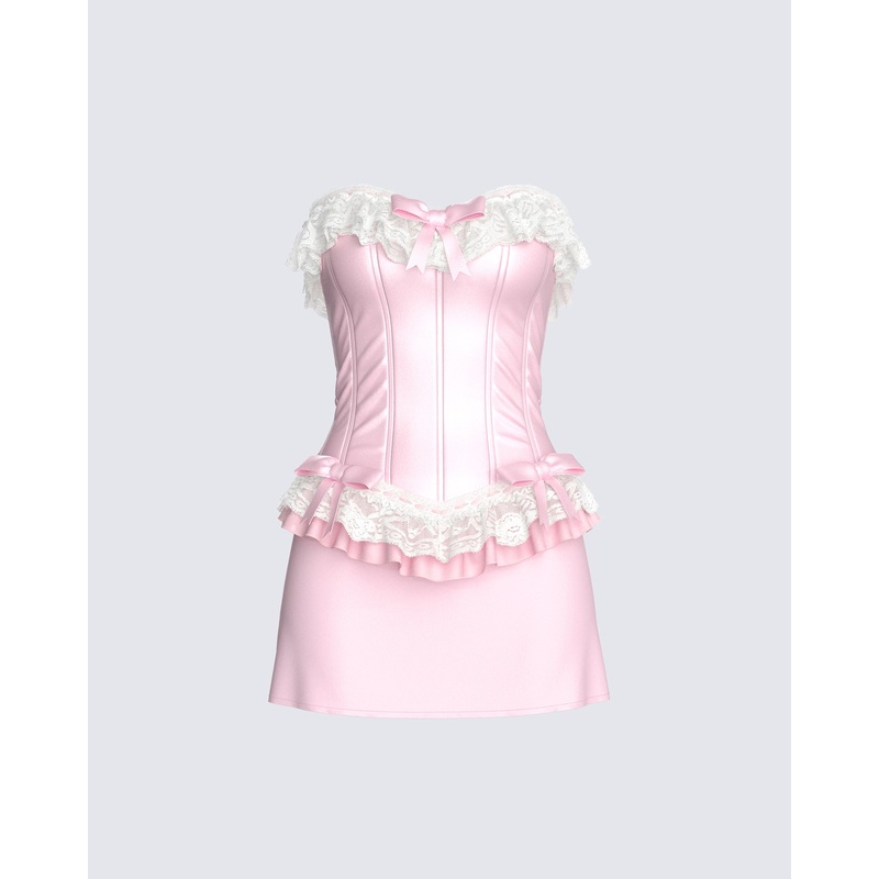 Vienna Pink Ruffle Mini Dress