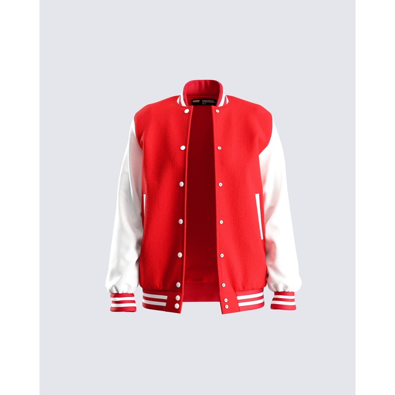 Yai Red Varsity Logo Patch Jacket