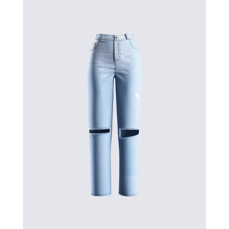 Yume Blue Distressed Denim Jean