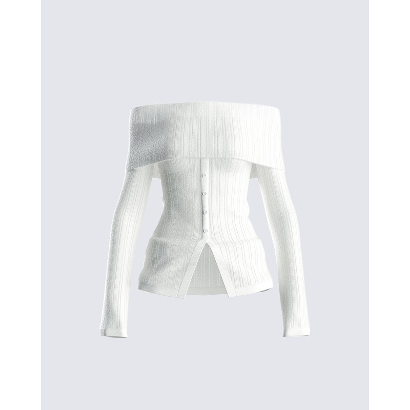 Zo Ivory Off Shoulder Sweater Top
