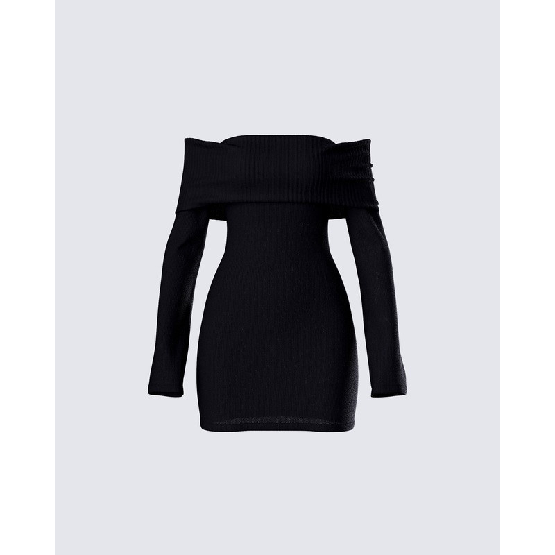 Abeni Black Sweater Mini Dress