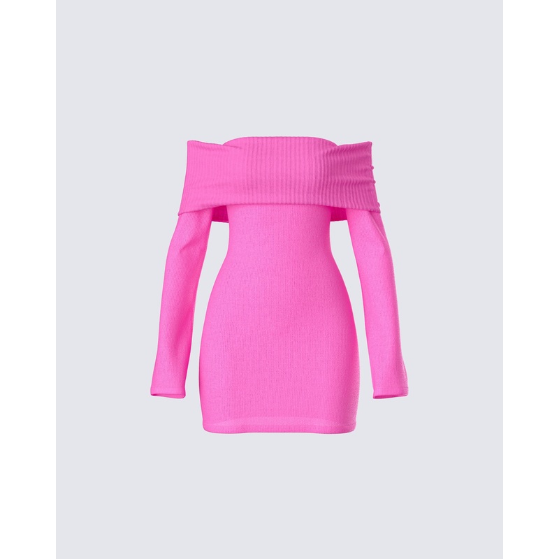 Abeni Pink Sweater Mini Dress