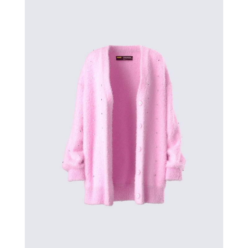 Adi Pink Fuzzy Knit Cardigan
