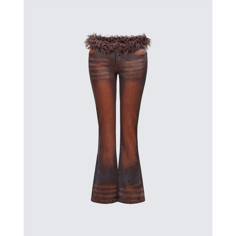 Adie Brown Denim Fur Jean