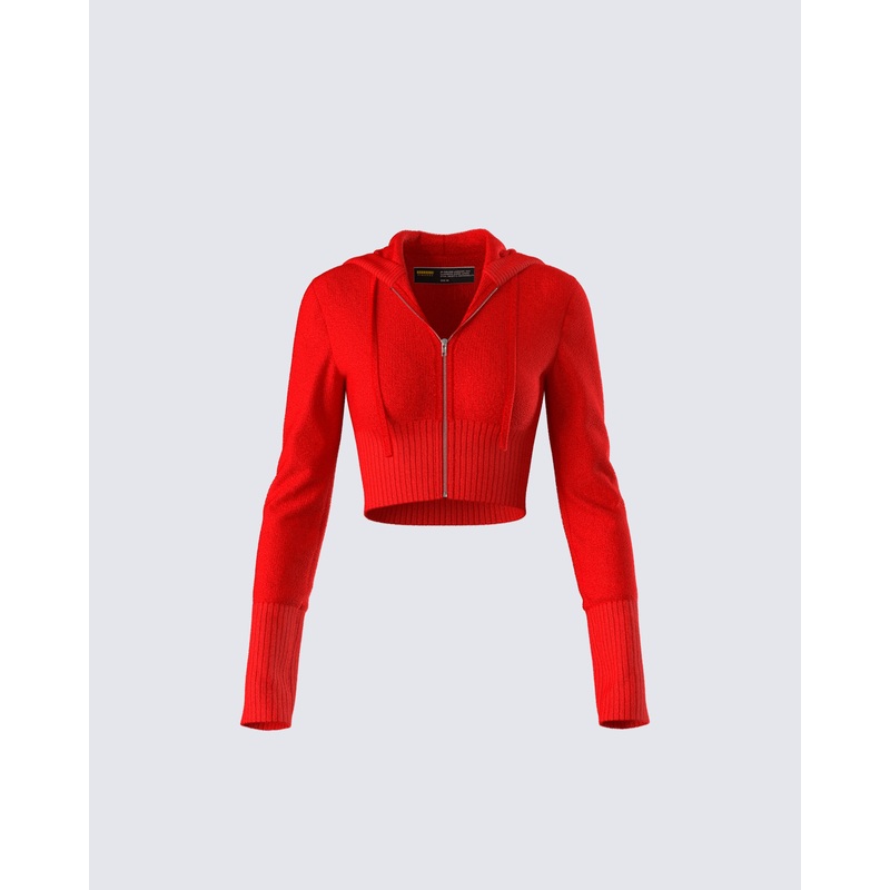 Alyssa Red Knit Cropped Jacket