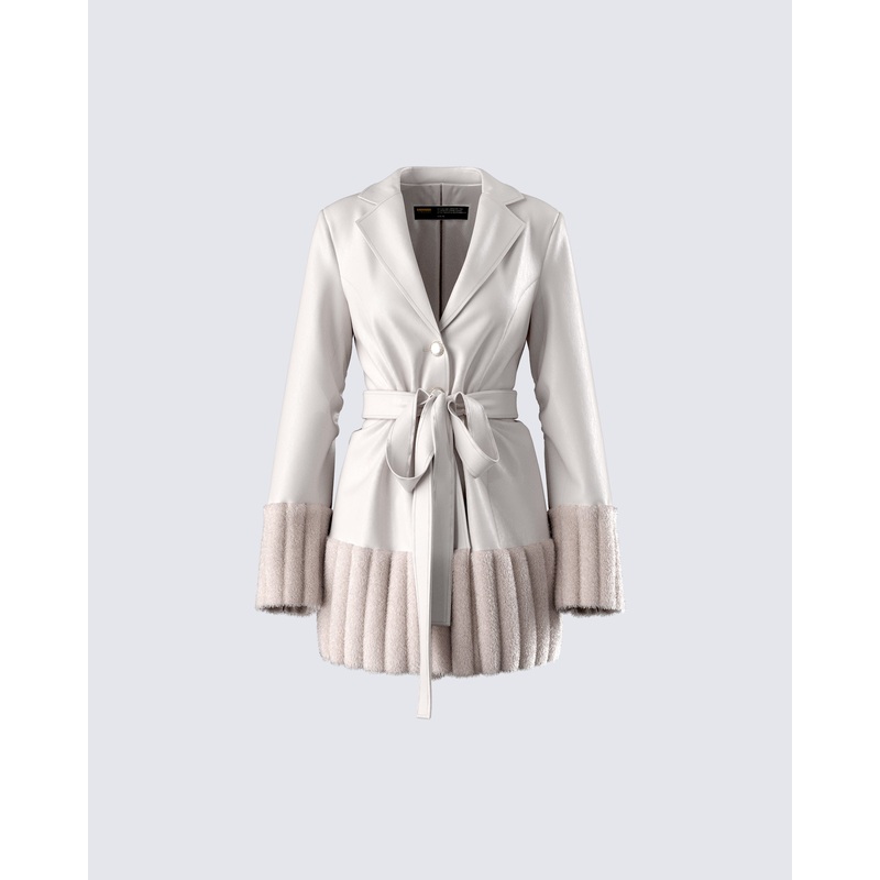 Amadee Ivory Vegan Leather Coat