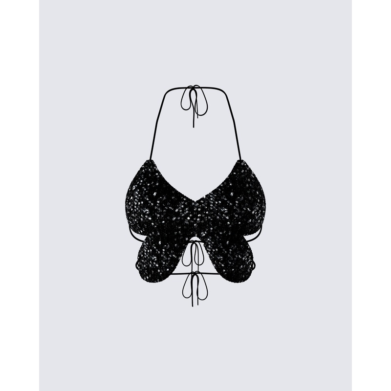Amelie Black Butterfly Top