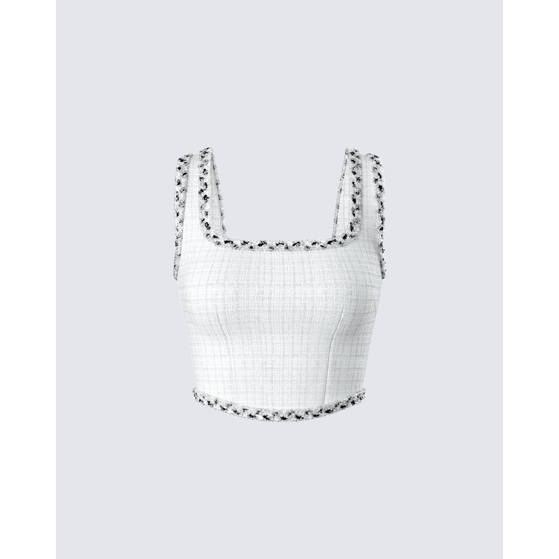 Anjali Ivory Tweed Bustier Top