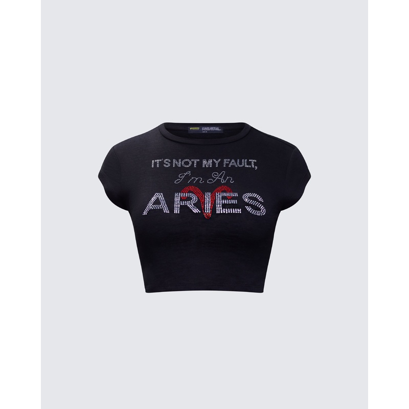 Elowen Black Aries Graphic Top