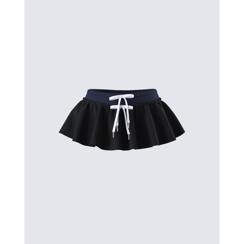 Esa Black Flounce Micro Mini Skort