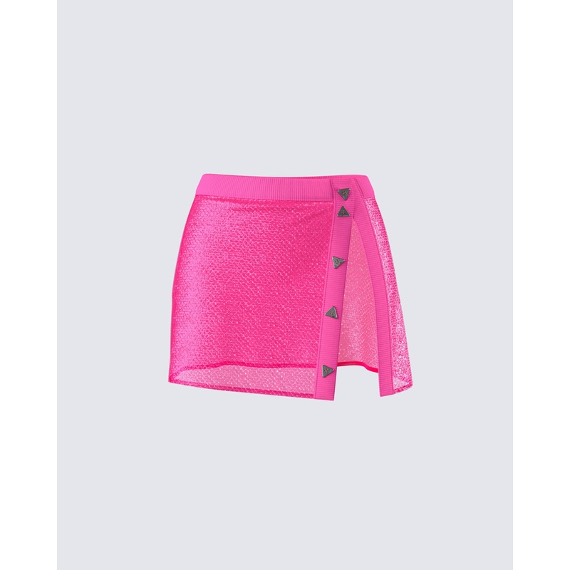 Irie Pink Sequin Mini Skirt